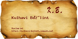 Kulhavi Bálint névjegykártya